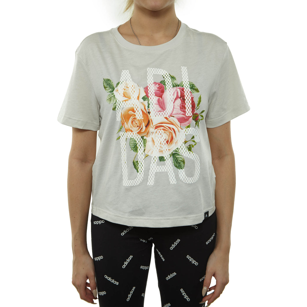 Adidas Floral Essential Tee Womens Style : Dv0536-RAWWHT